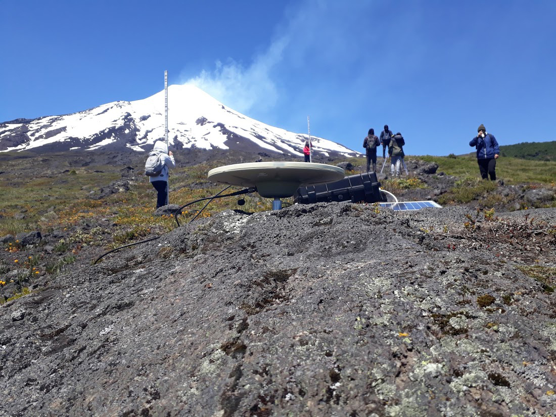Student monitoring a volcano